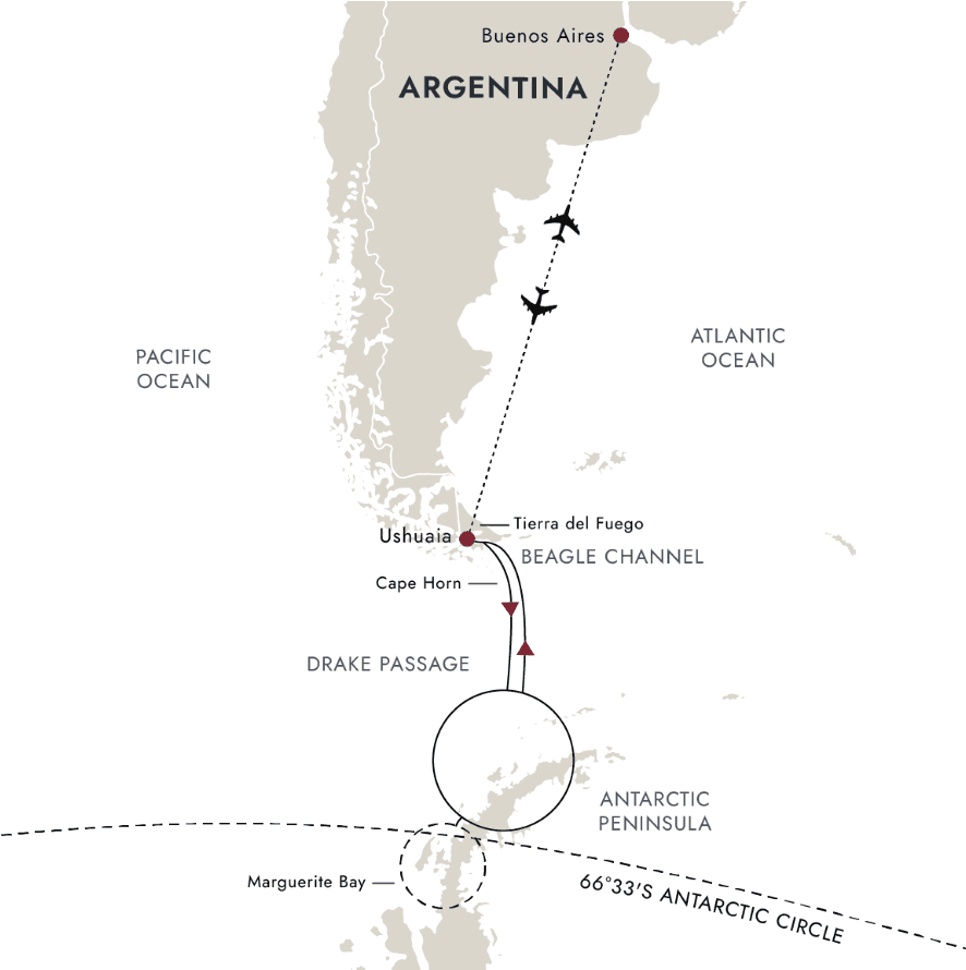 Antarctic Circle Expedition Route