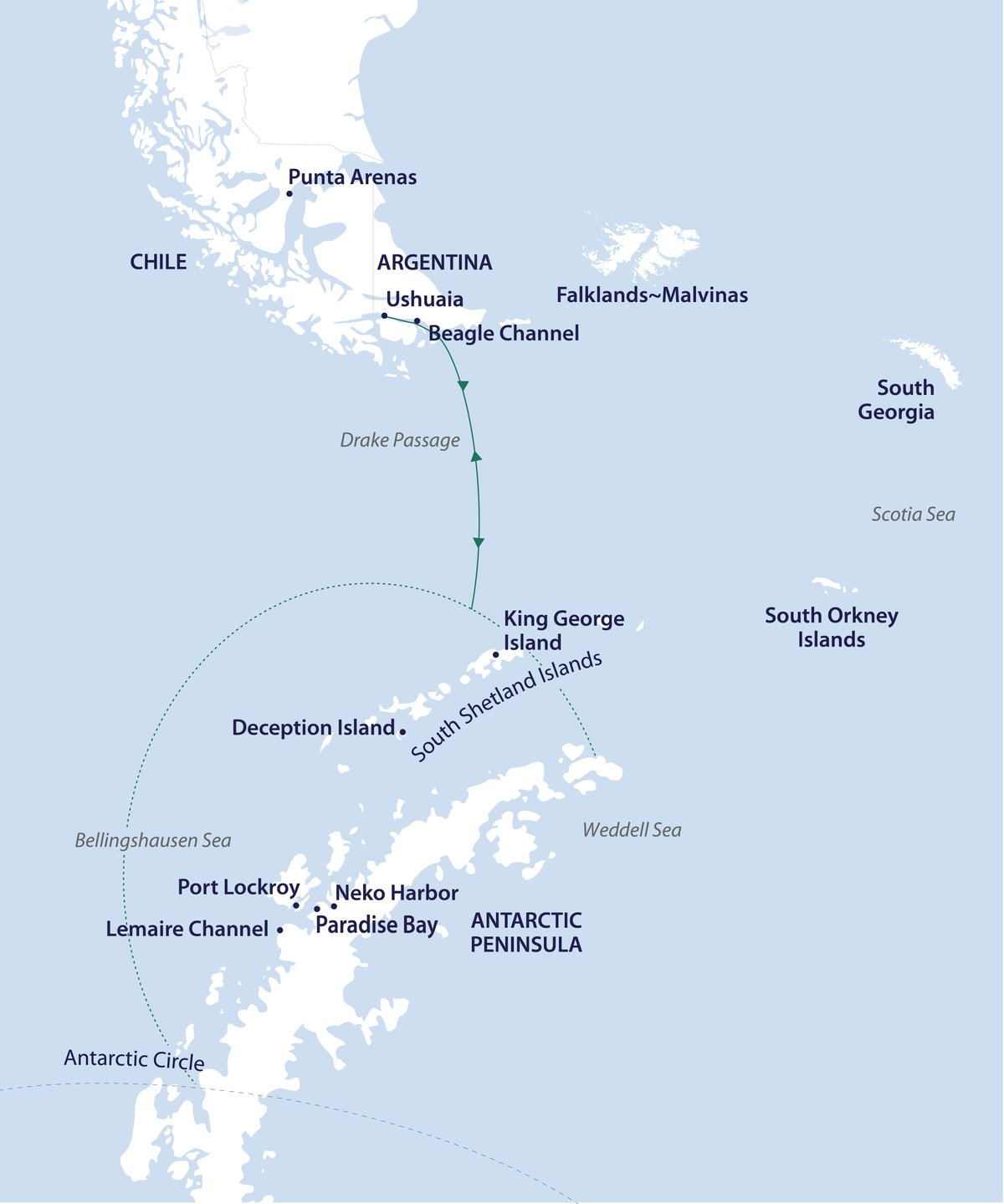 Across the Antarctic Circle Route