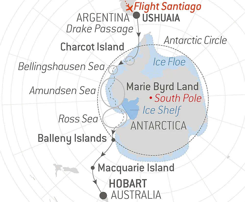 Unexplorer Antarctica between Two Continents Route
