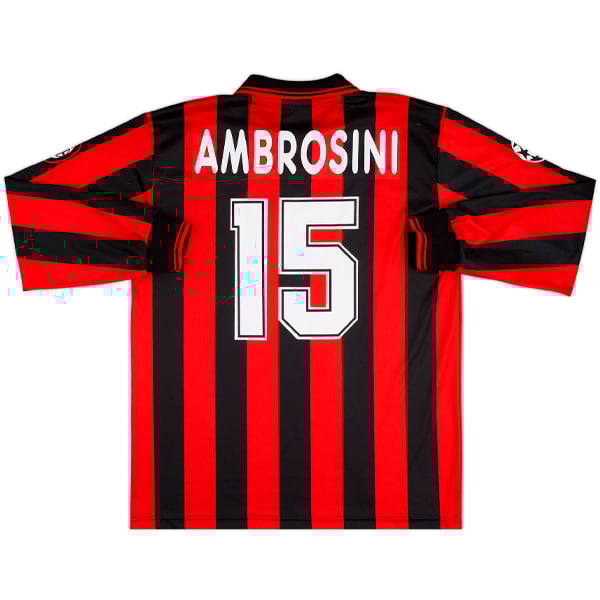 1996-97 AC Milan Match Worn Champions League Home L/S Shirt Ambrosini #15