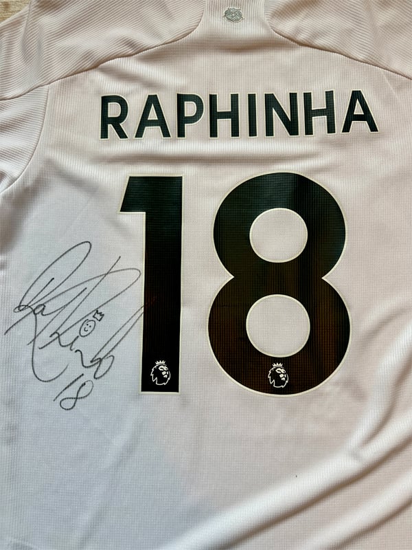 Ellis Platten's Raphina match-worn Leeds Home Shirt
