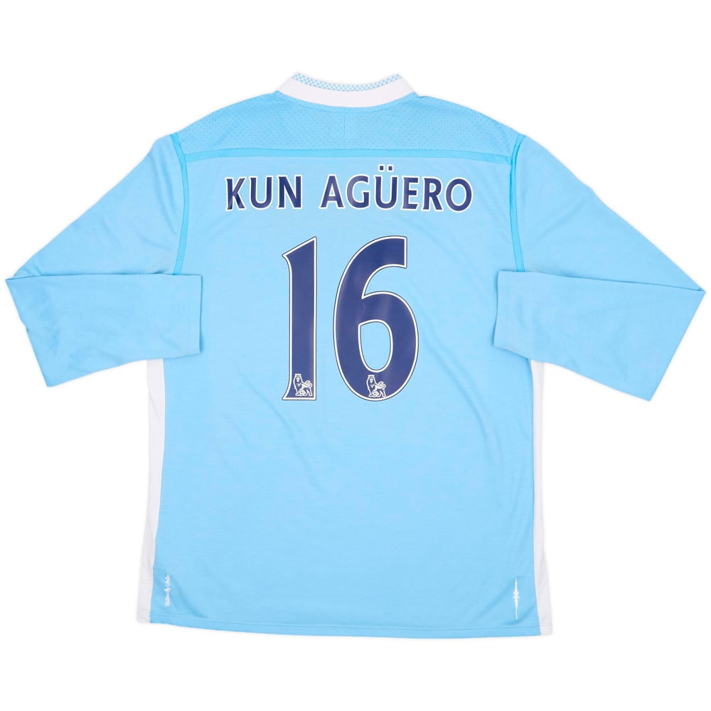 2011-12 Manchester City Home L/S Shirt Kun Aguero #16 - 5/10 - (L)