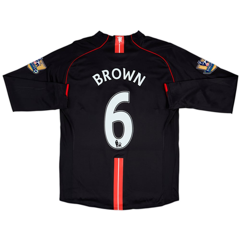 2007-08 Manchester United Match Issue Away L/S Shirt Brown #6