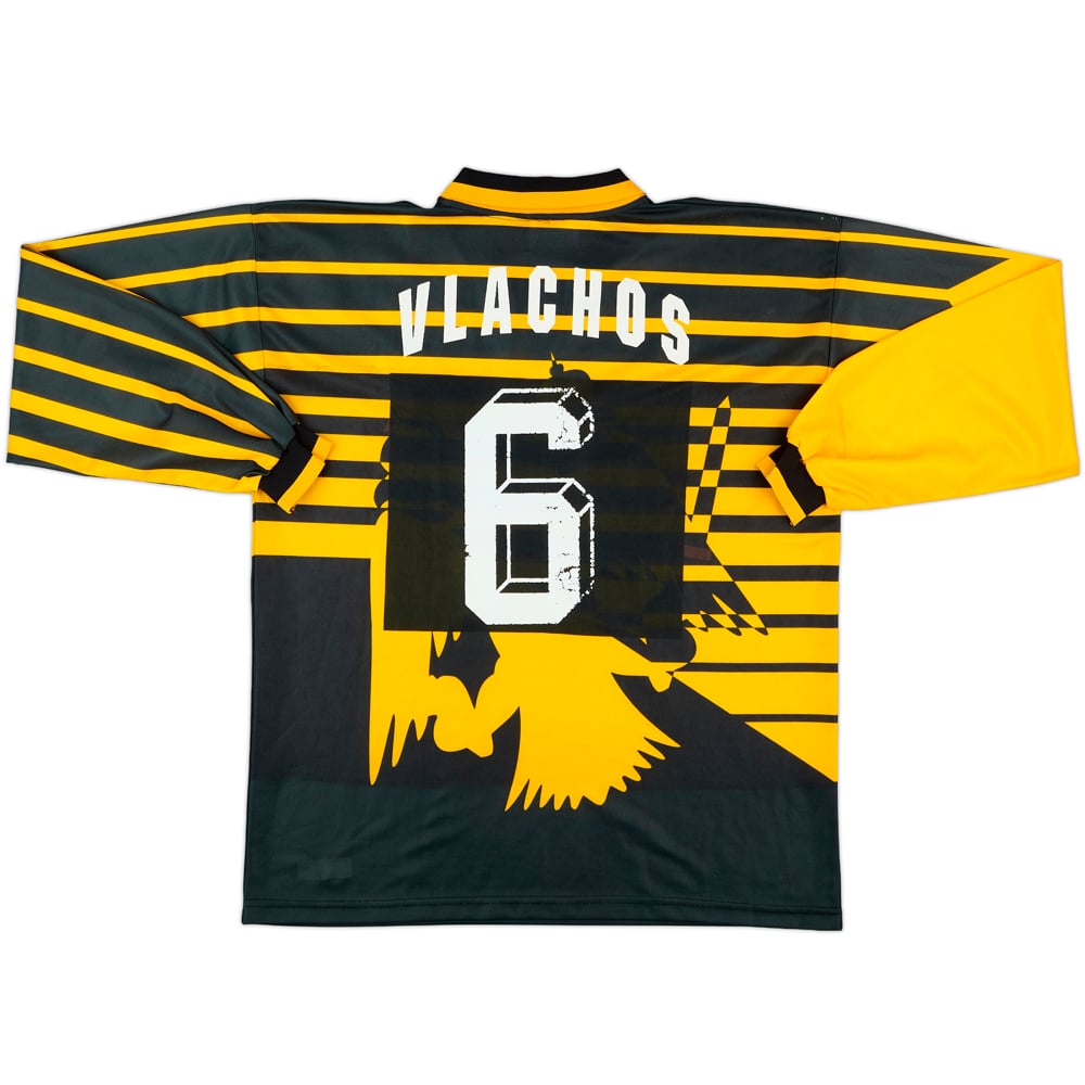 1996-97 AEK Athens Match Issue Cup Winners' Cup Home L/S Shirt Vlachos #6