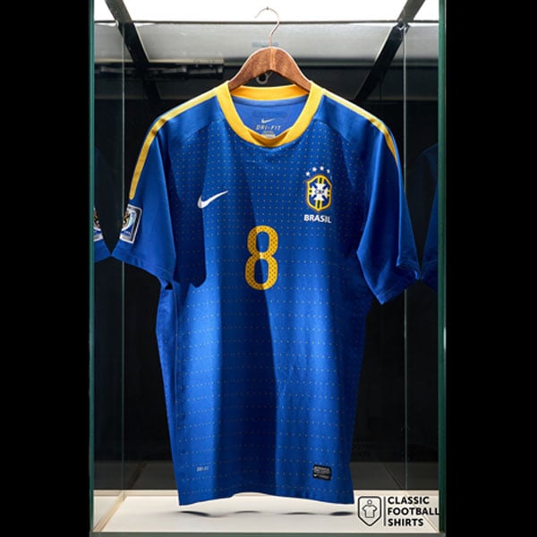2010 Brazil Match Worn World Cup Away Shirt G. Silva #8
