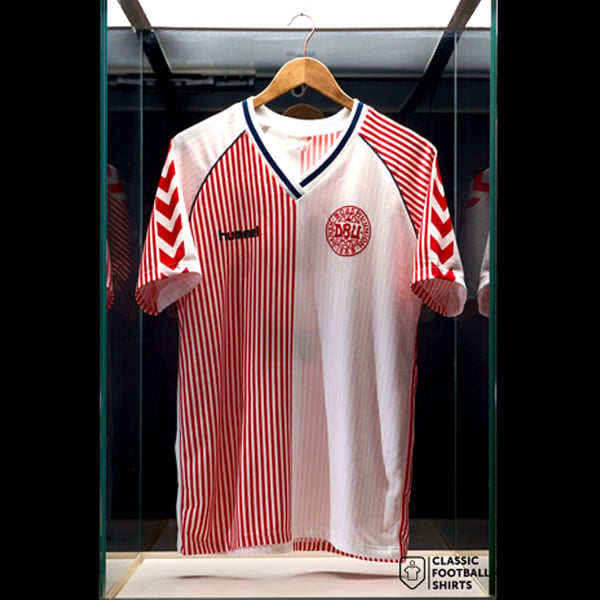 1986 Denmark Match Worn Away Shirt #15 (Arnesen)