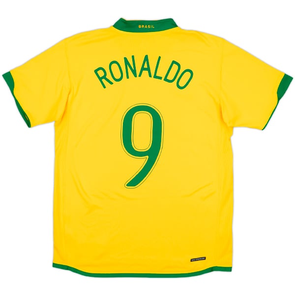 2006-08 Brazil Home Shirt Ronaldo #9 - 10/10 - (M)