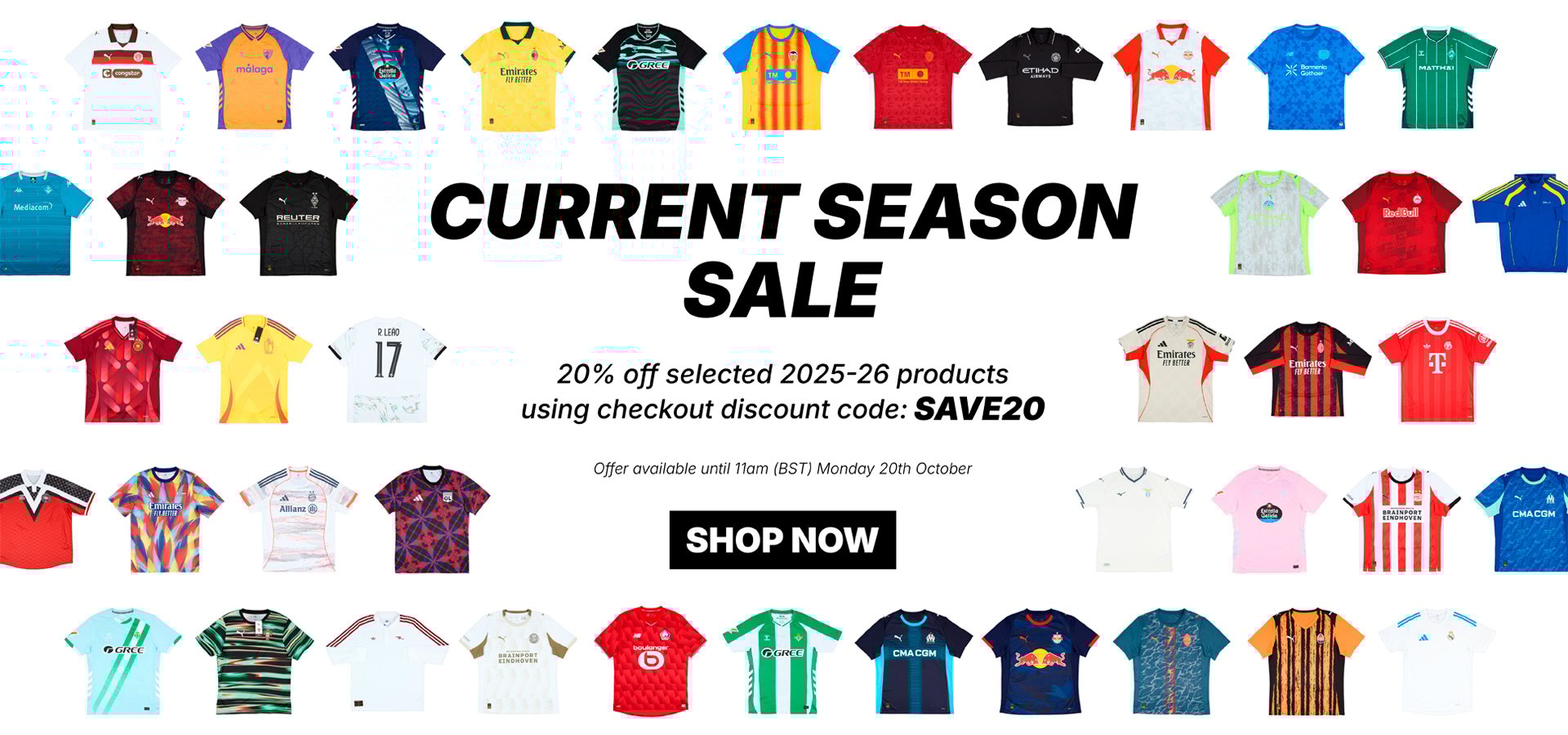 Shop Clearance Football Shirts - huge discounts on recent season jerseys and kits