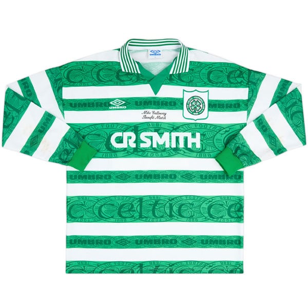 >1995-96 Celtic Match Worn Mike Galloway Testimonial Home L/S Shirt #8 (Wieghorst)