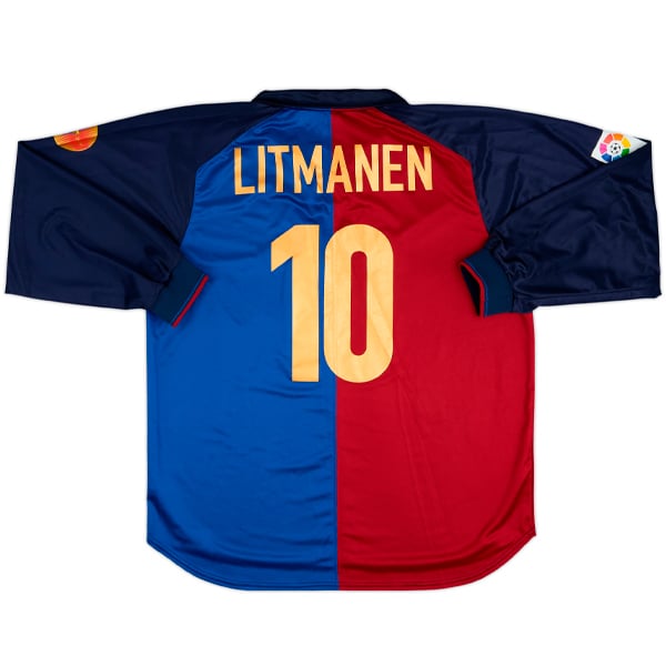 1999-00 Barcelona Match Issue Home L/S Shirt Litmanen #10