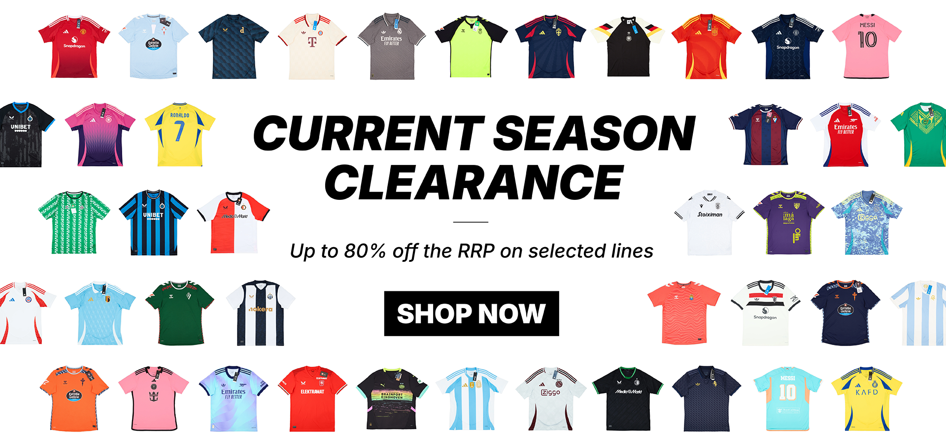 Shop the Classic Football Shirts Current Season Clearance huge discounts on 2024-25 stock available