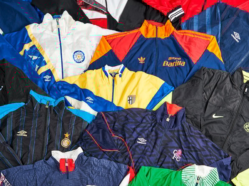A classic football tracksuit top from a mystery box.