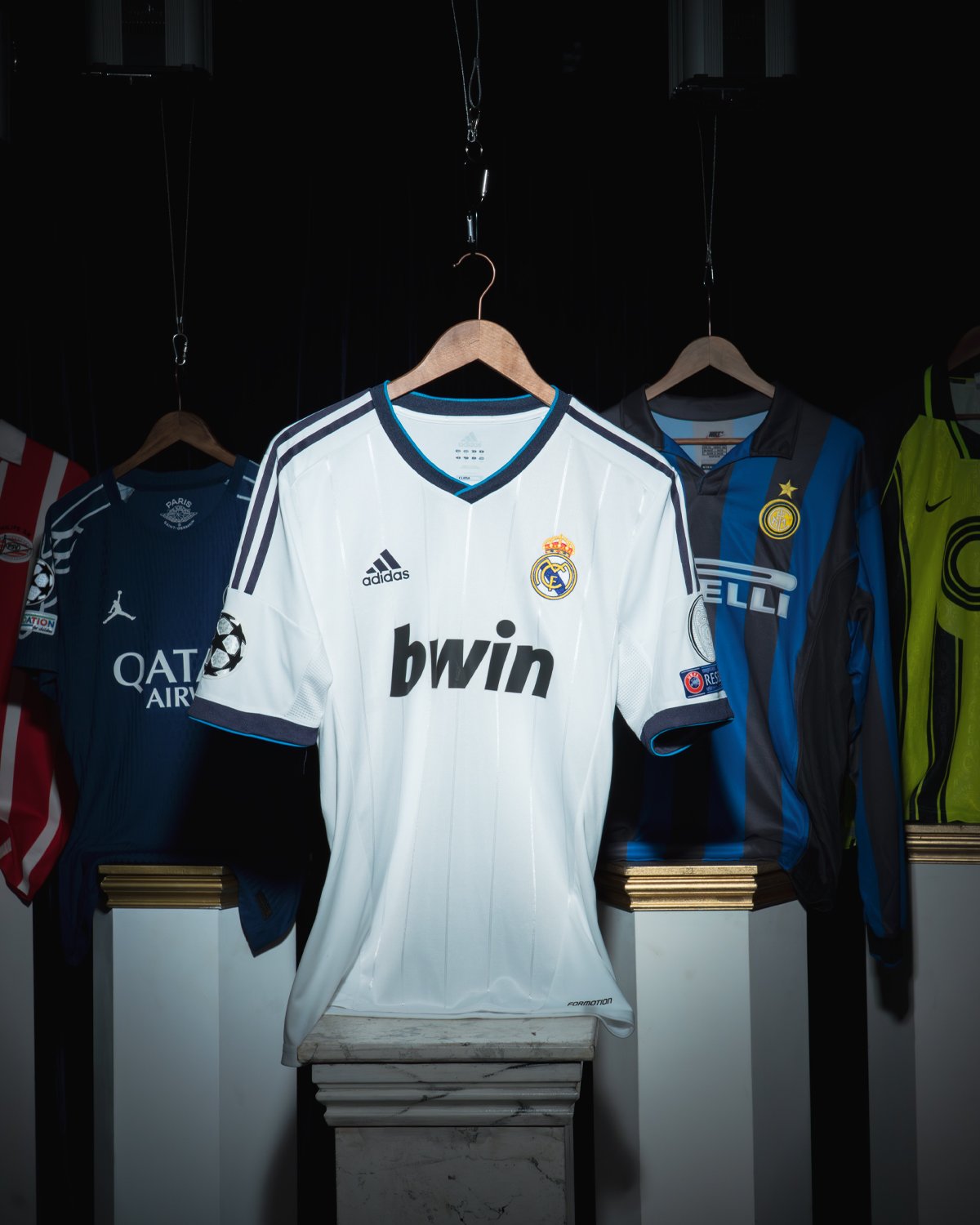 A classic football shirt on display