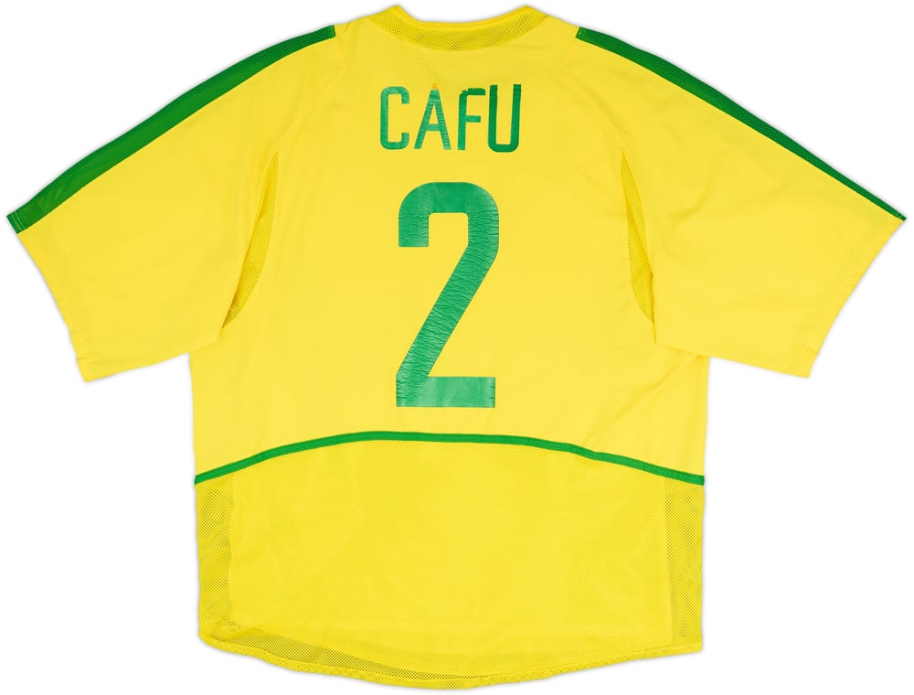 2002 Brazil Match Issue World Cup Home Shirt Cafu #2 (back)