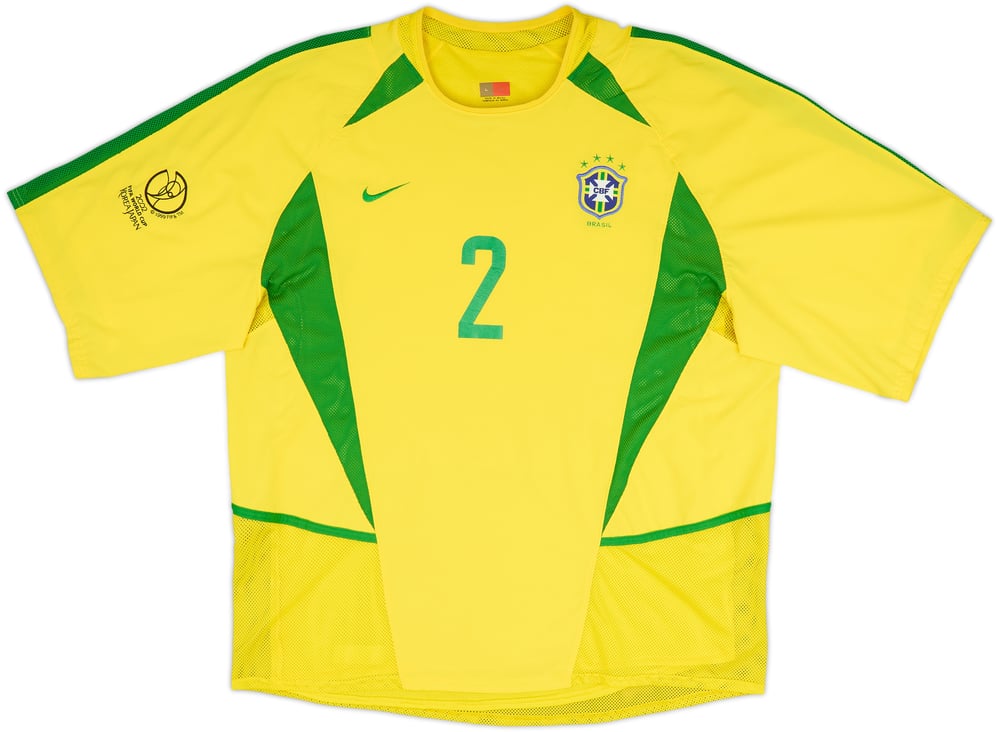 2002 Brazil Match Issue World Cup Home Shirt Cafu #2 (front)