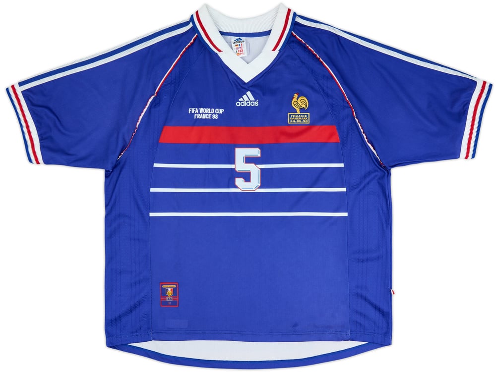 1998 France Match Issue World Cup Home Shirt L. Blanc #5 (front)