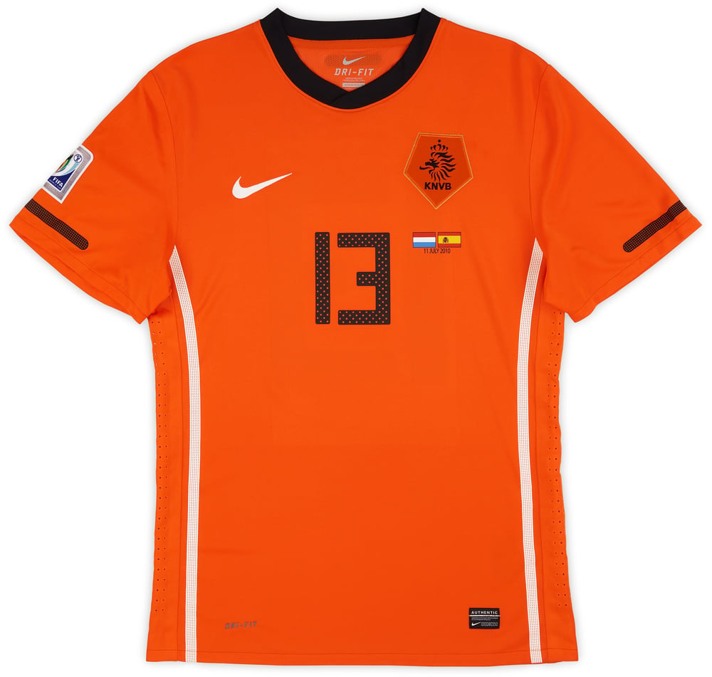 2010 Netherlands Match Issue World Cup Final Home Shirt Ooijer #13 (front)