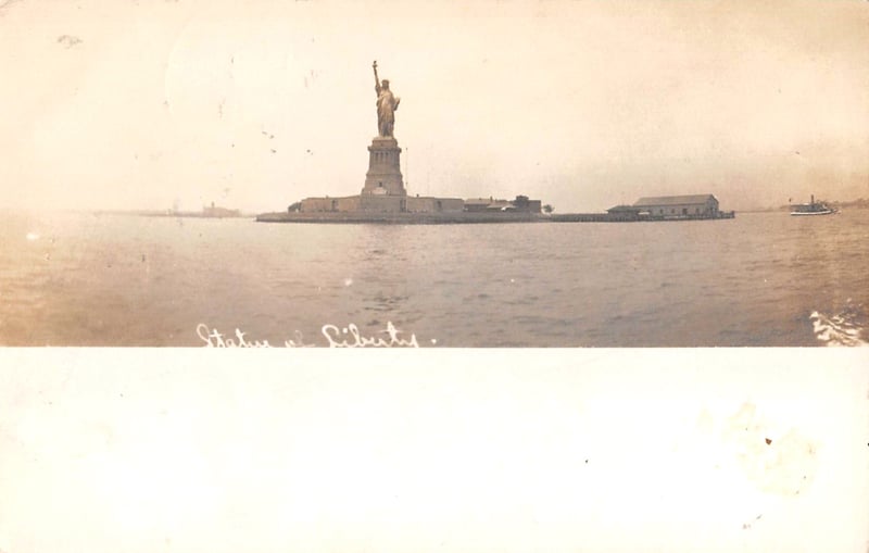 Statue of Liberty from a distance RPPC