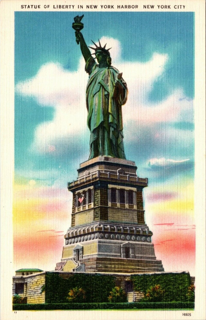 Statue of Liberty sunrise postcard