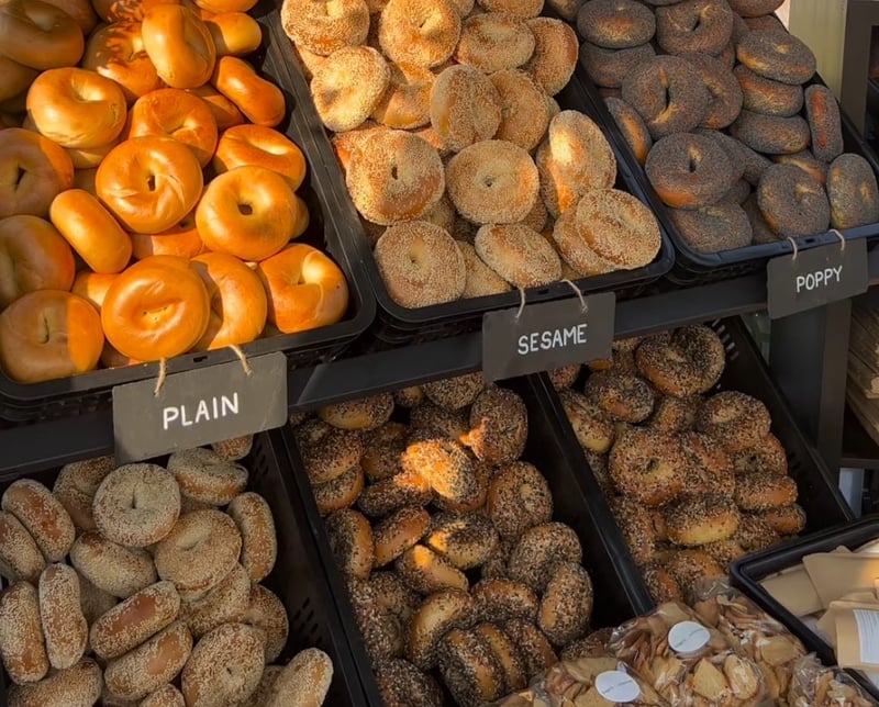 Rack of Bagels at Bagels & Schmear