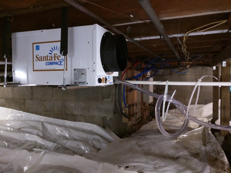 Santa-Fe Dehumidifier Installed In Crawlspace