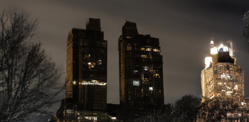 Skyline from Central Park at night. 