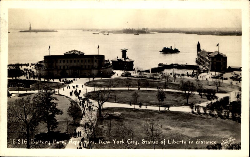 Battery Park and Statue of Liberty RPPC