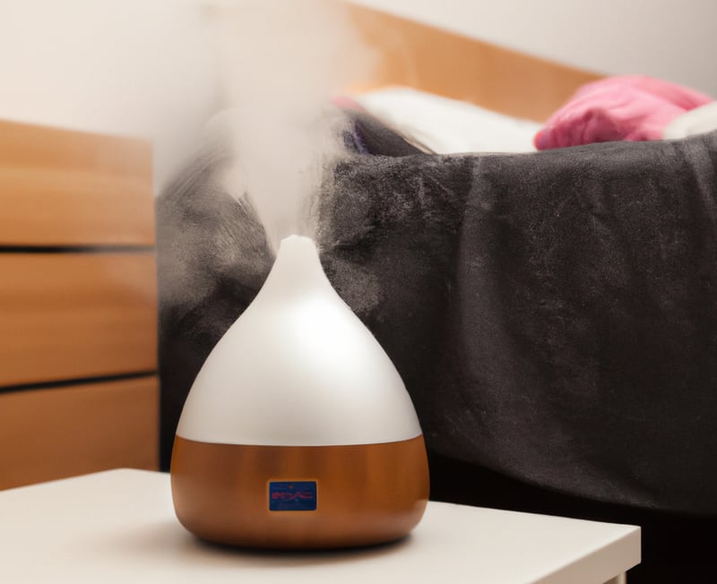 Humidifier next to a bed