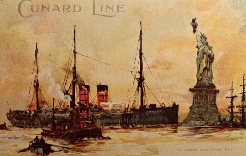 Statue of Liberty and Steamer Lithograph