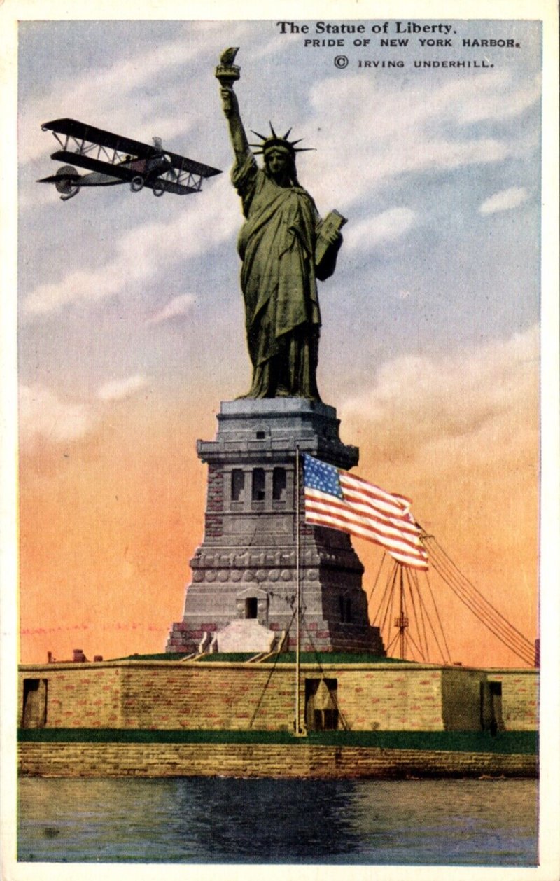 Statue of Liberty and biplane 