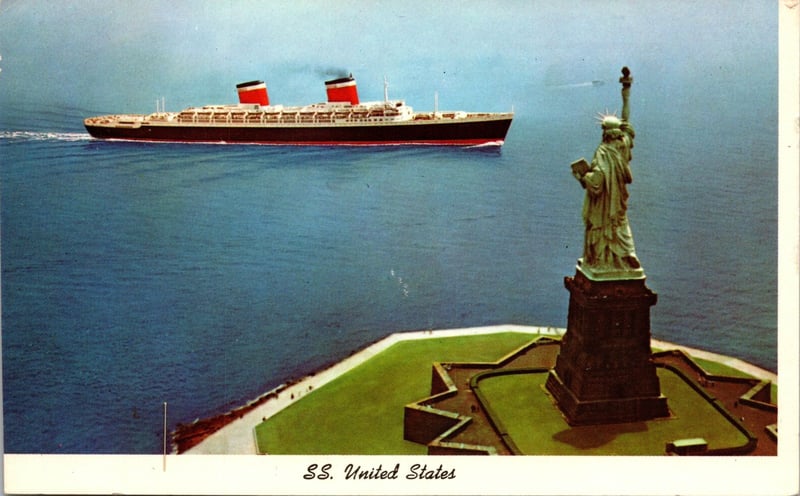 Statue of Liberty fifties steamer postcard