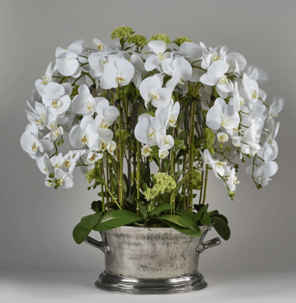 Luxury Artificial White Orchid & Guelder Rose Arrangement