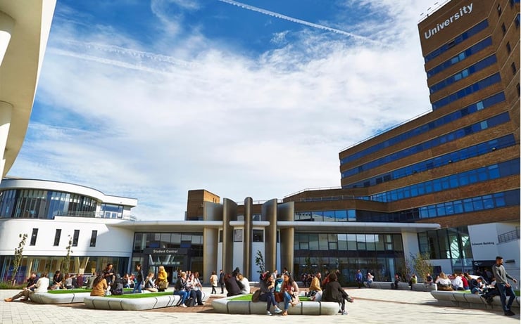 Building entrance to University of Huddersfield