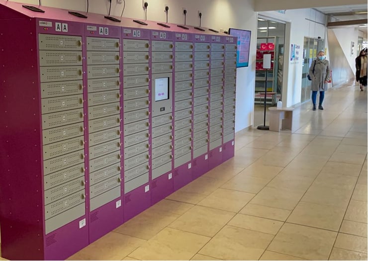 Purple Diplomat Smart Locker in College Corridor