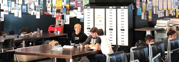 Students using Smart Lockers in study areas at Wintec, New Zealand