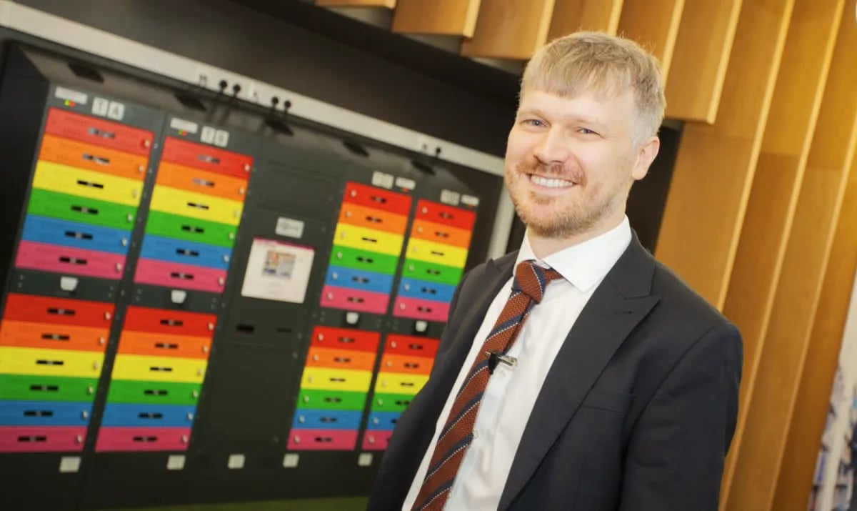 Paul Davis with Multi Coloured Diplomat Pro Smart Lockers