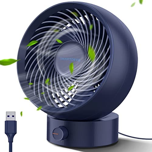 SMARTDEVIL Desk Fan, USB Desk Fan, Desk Fan Silent, Stepless Speed Desk  Desktop Fan Table Cooling Fan with USB-Powered, Strong Wind, Quiet  Operation, for Home Office Bedroom (Navy Blue) - UK Snack