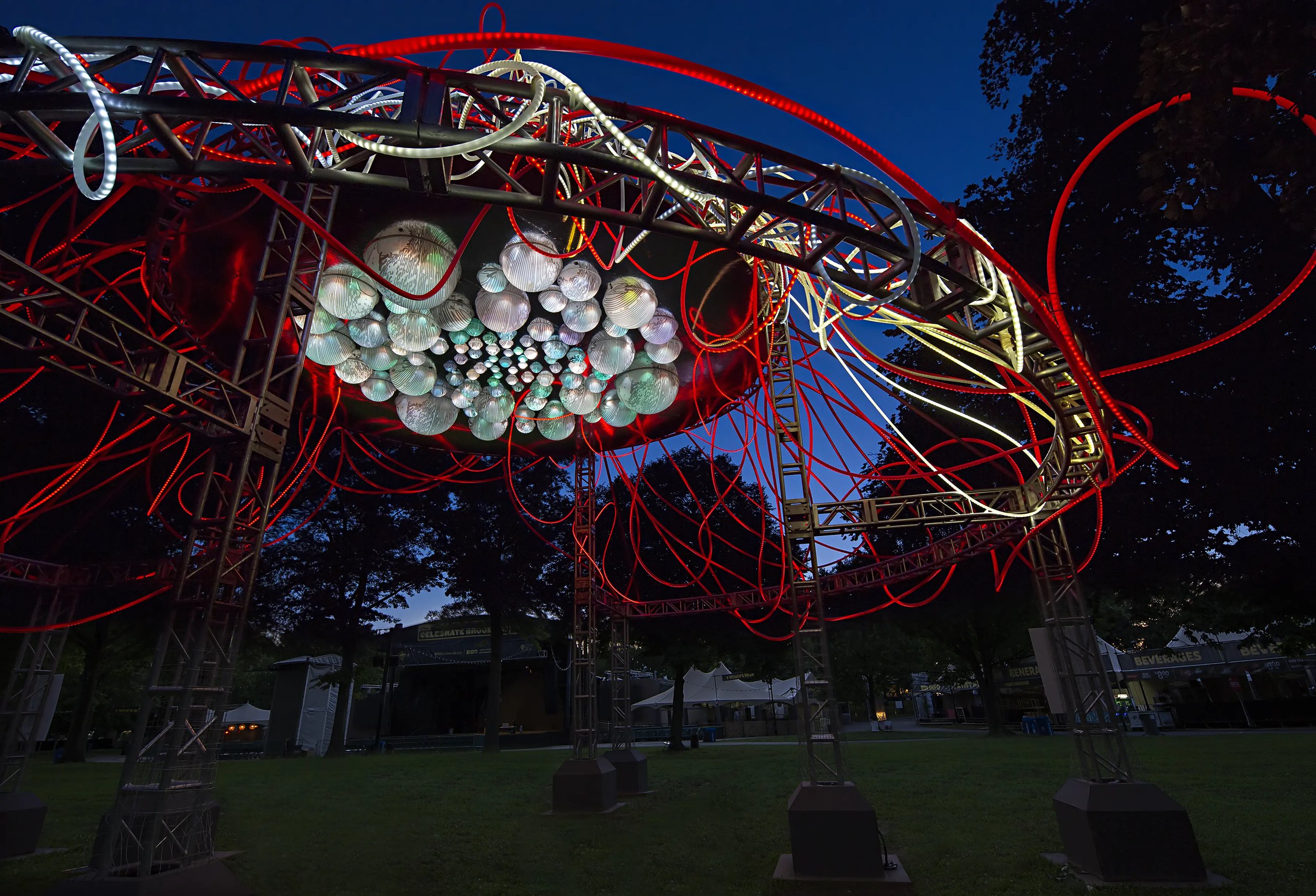 News12 Brooklyn Grimanesa Amoros HEDERA light installation for BRIC in Prospect Park, Brooklyn