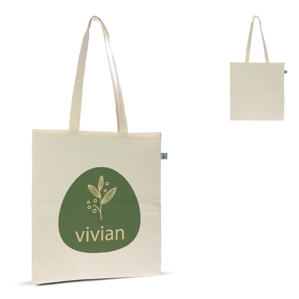 Fairtrade katoenen tas ecru lang 140g/m² 38x42cm