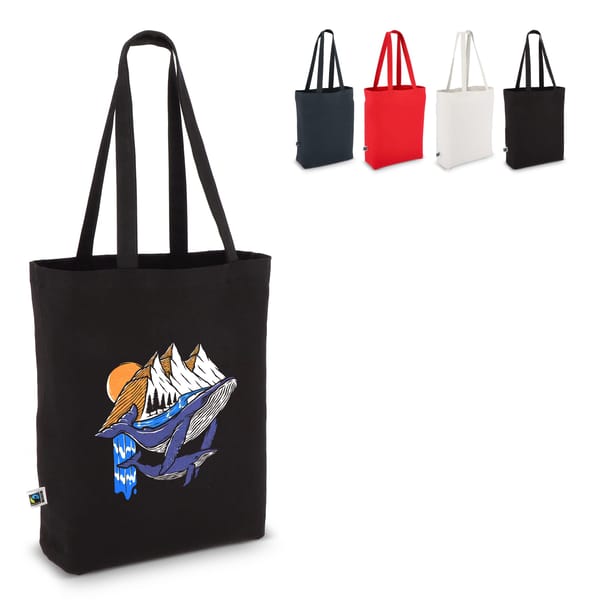 Fairtrade katoenen tas gekleurd lang 270g/m² 42x12x43cm