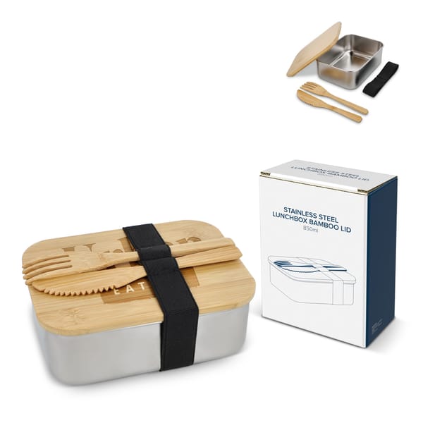 Roestvrij stalen lunchbox met bamboo deksel