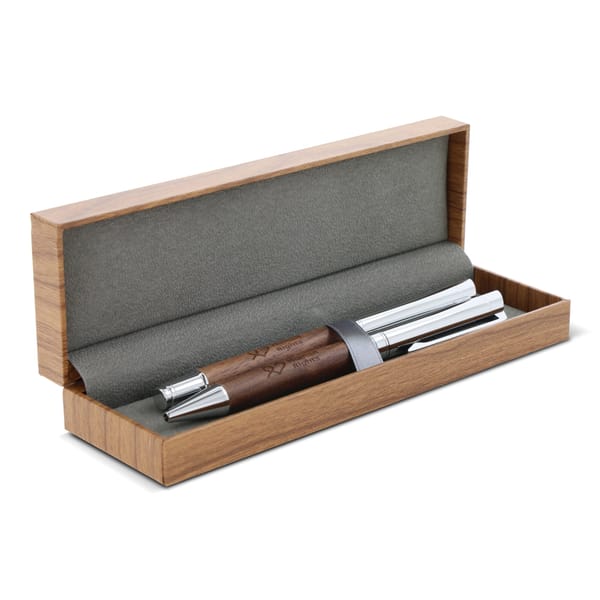 Balpen en rollerball pennenset walnoot hout