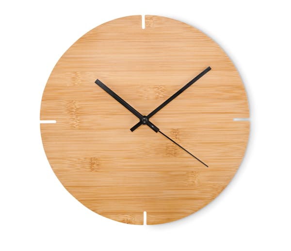 Ronde bamboe wandklok