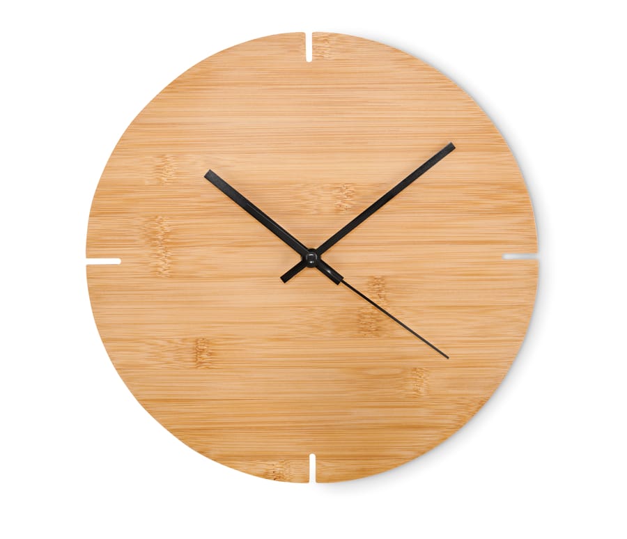 Ronde bamboe wandklok