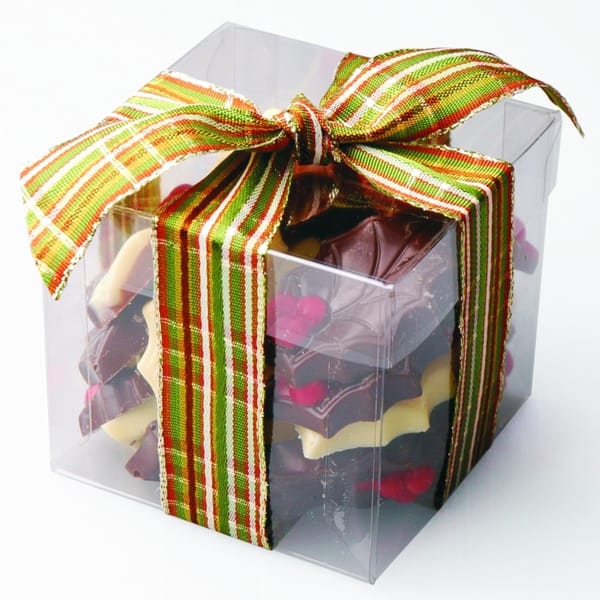 Kerstchocolade in kubus doosje 250 gram