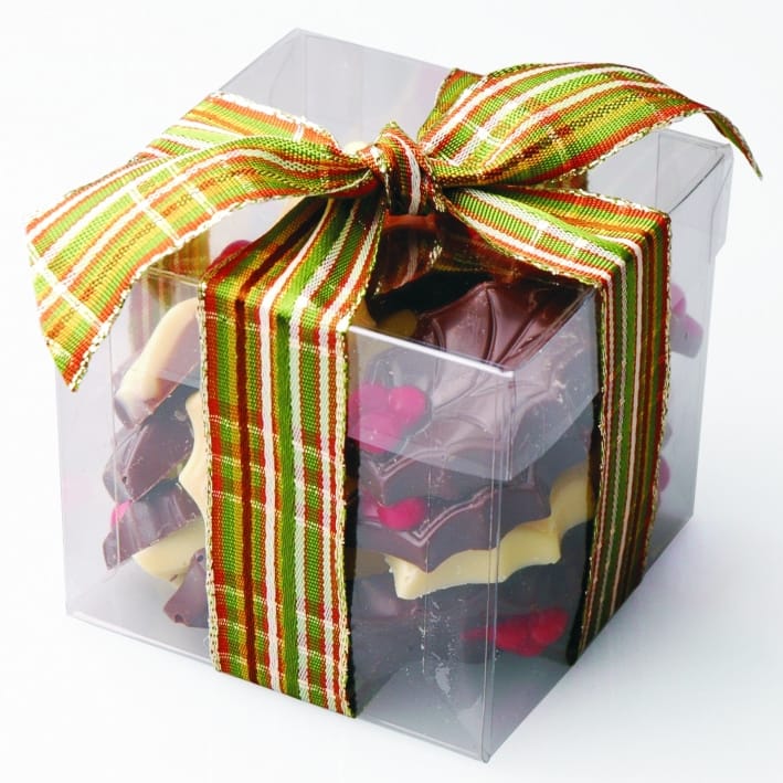 Kerstchocolade in kubus doosje 250 gram