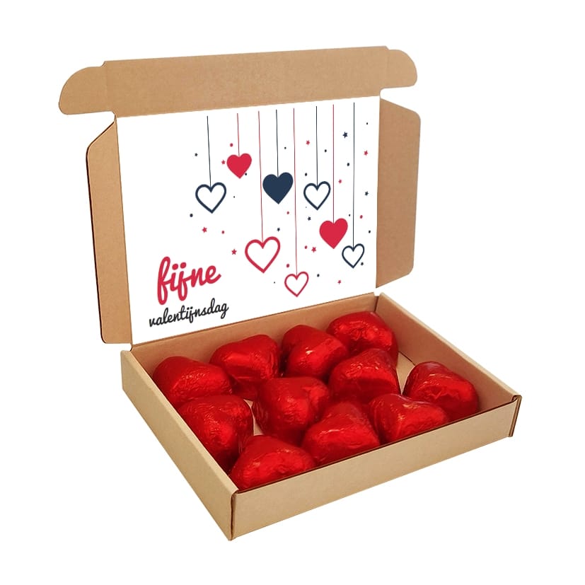 Verzenddoosje hartjes bonbons