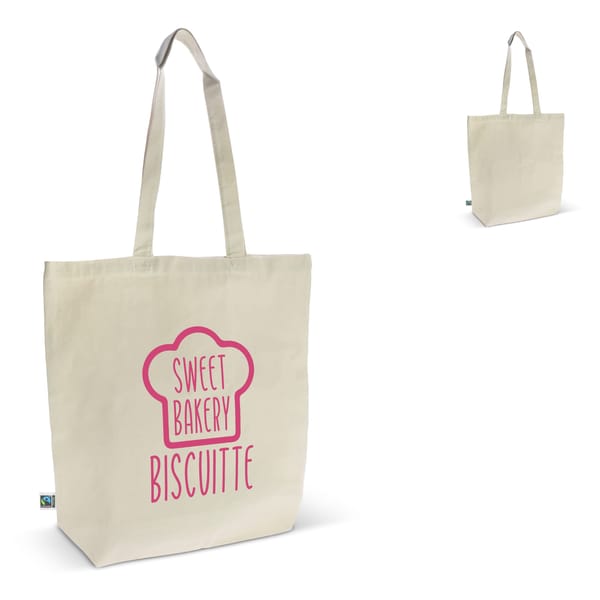 Fairtrade katoenen tas ecru lang 270g/m² 42x12x43 cm