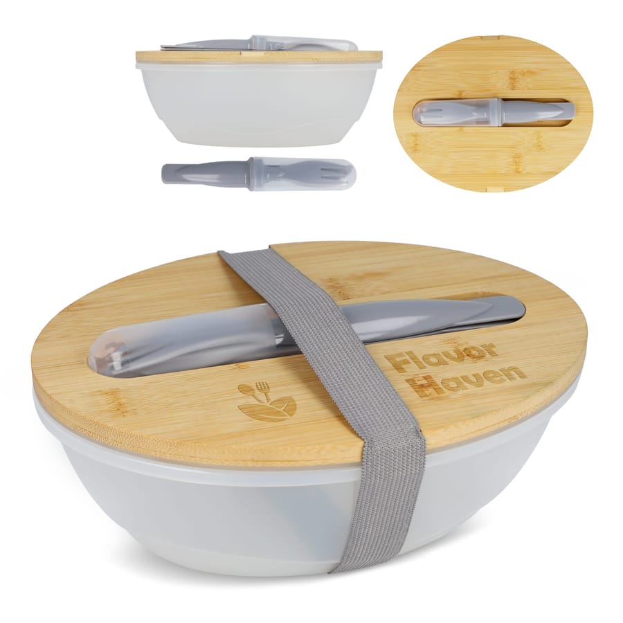 Lunchbox R-PP & bamboe met bestek - 1L