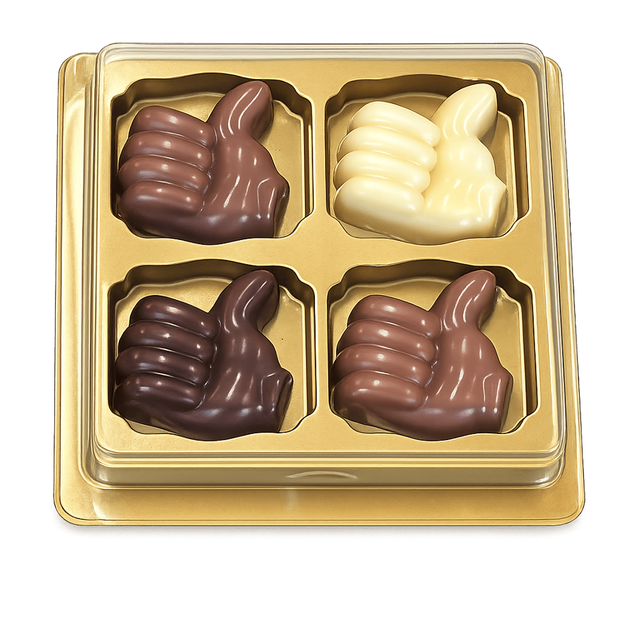 Like duim 4 chocolaatjes
